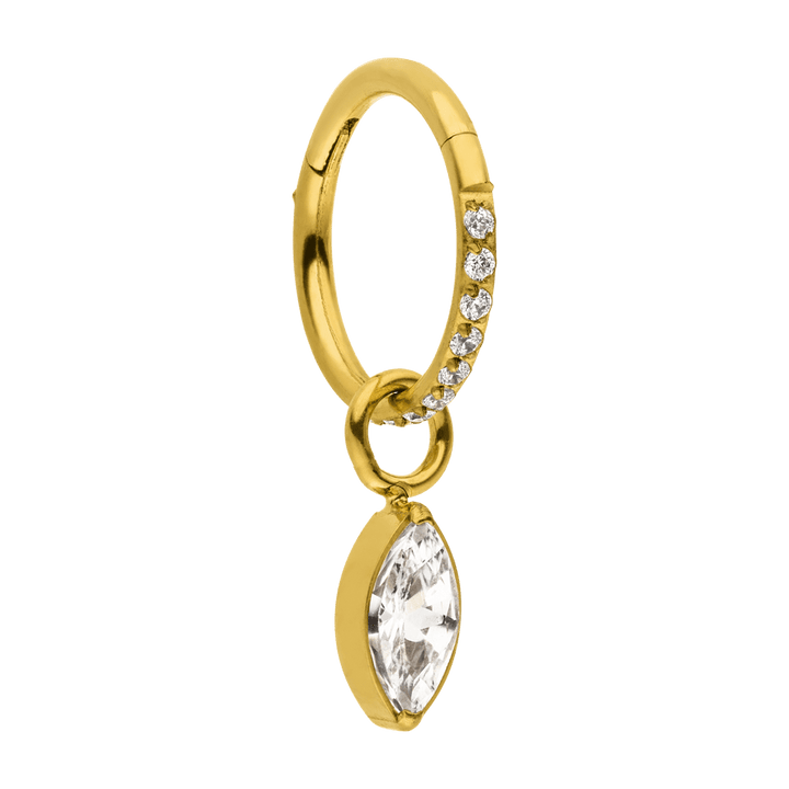 Oval Charm Anhänger Zirkonia für Clicker Piercing gold