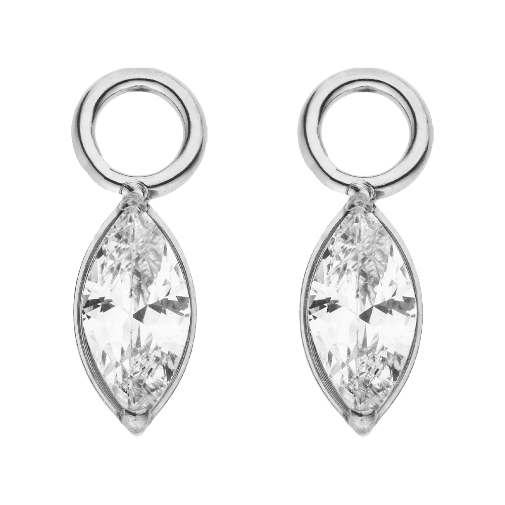 Oval Anhänger Zirkonia Charm für Piercings silber