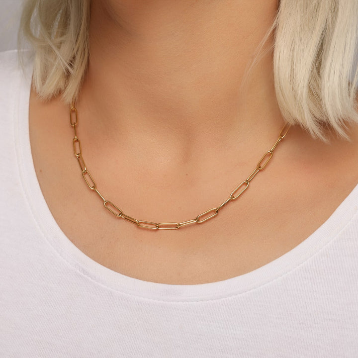 Paperclip Halskette 18K vergoldet wasserfest