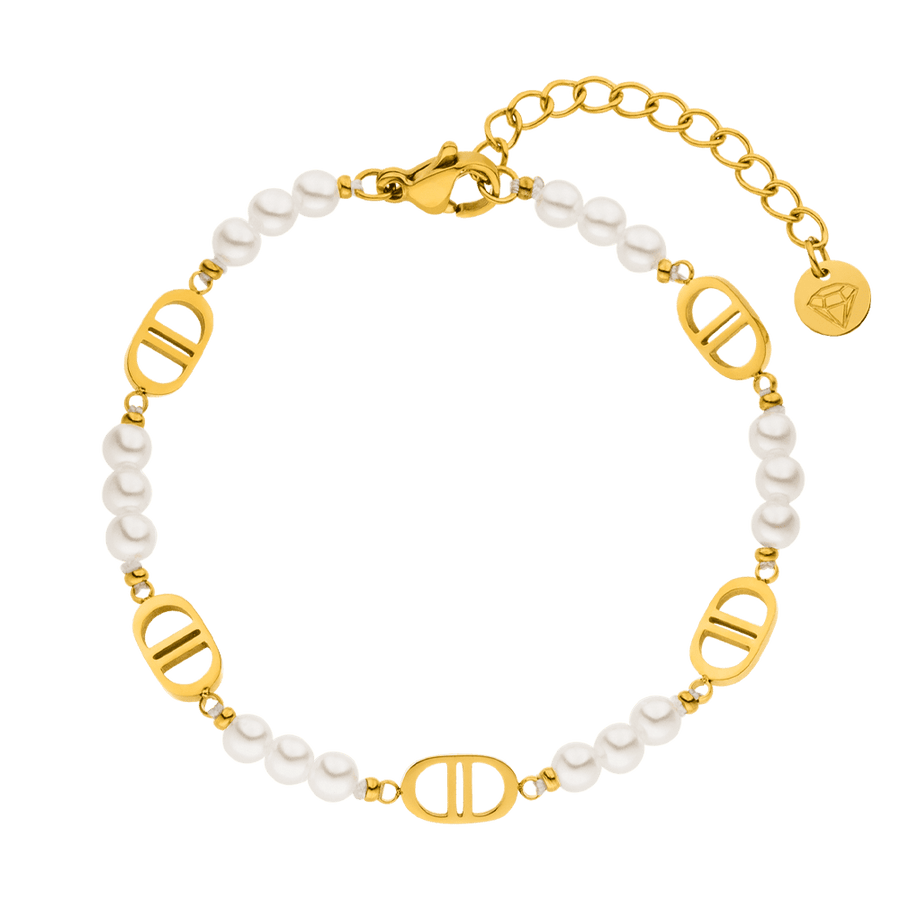 Perlen Armband DD 18K vergoldet wasserfest Edelstahl
