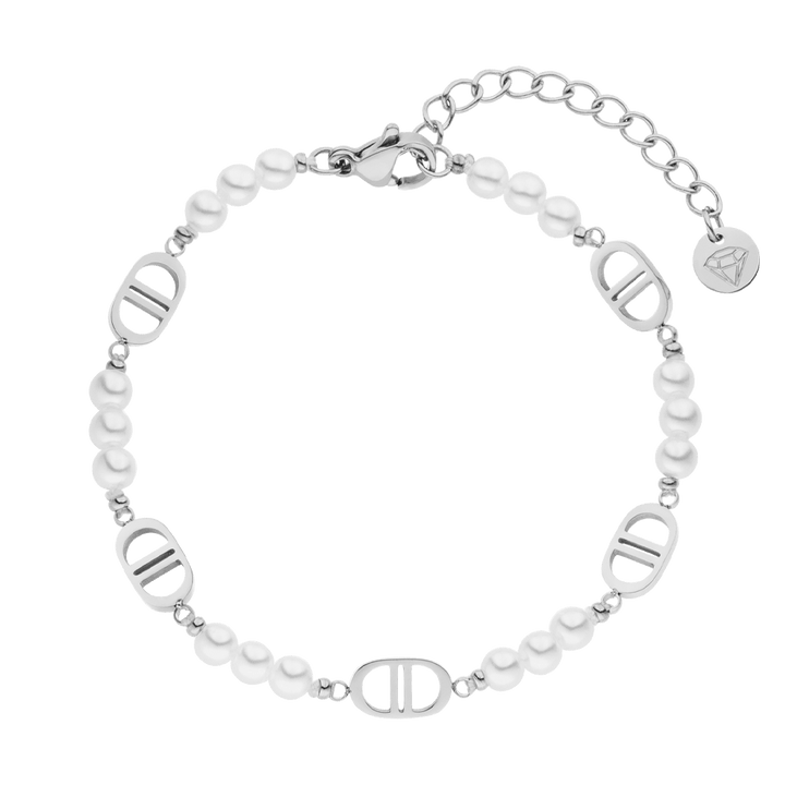 Perlenarmband in Silber wasserfest Edelstahl DD