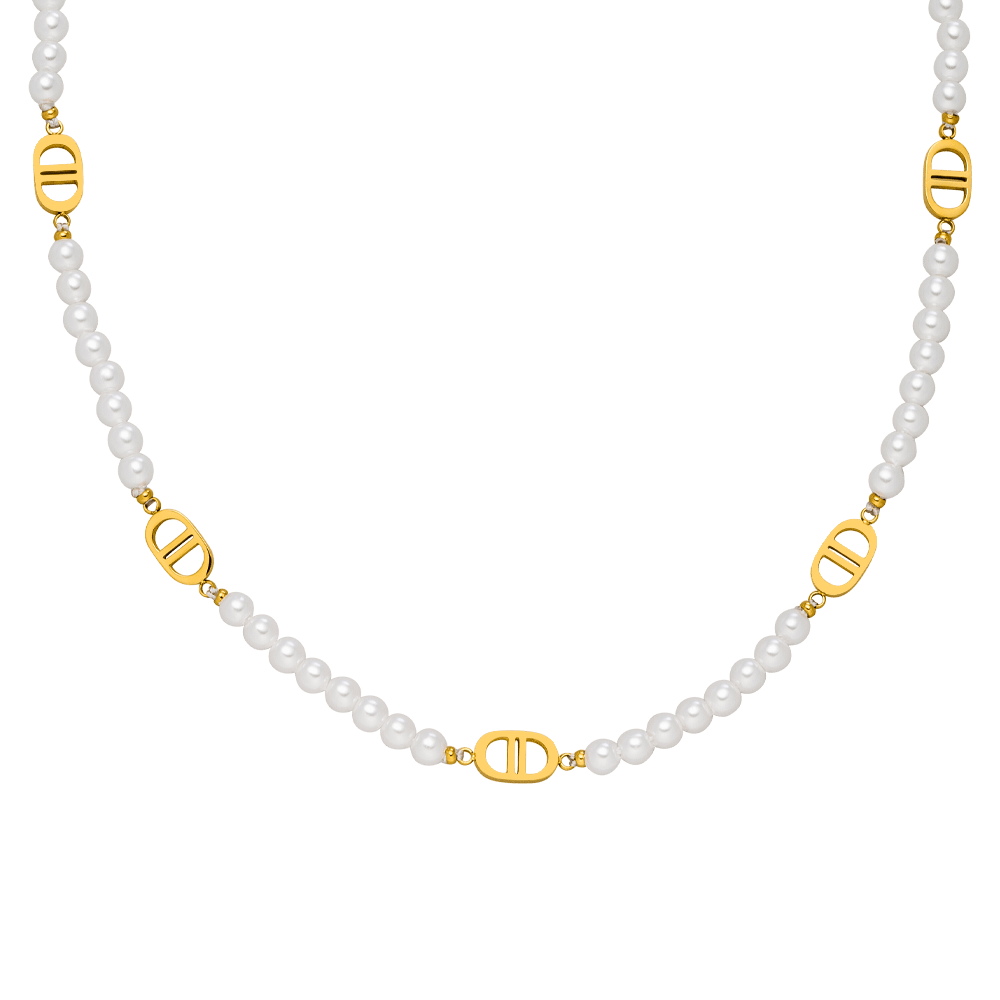 Perlenkette Gold wasserfest Edelstahl 18K vergoldet