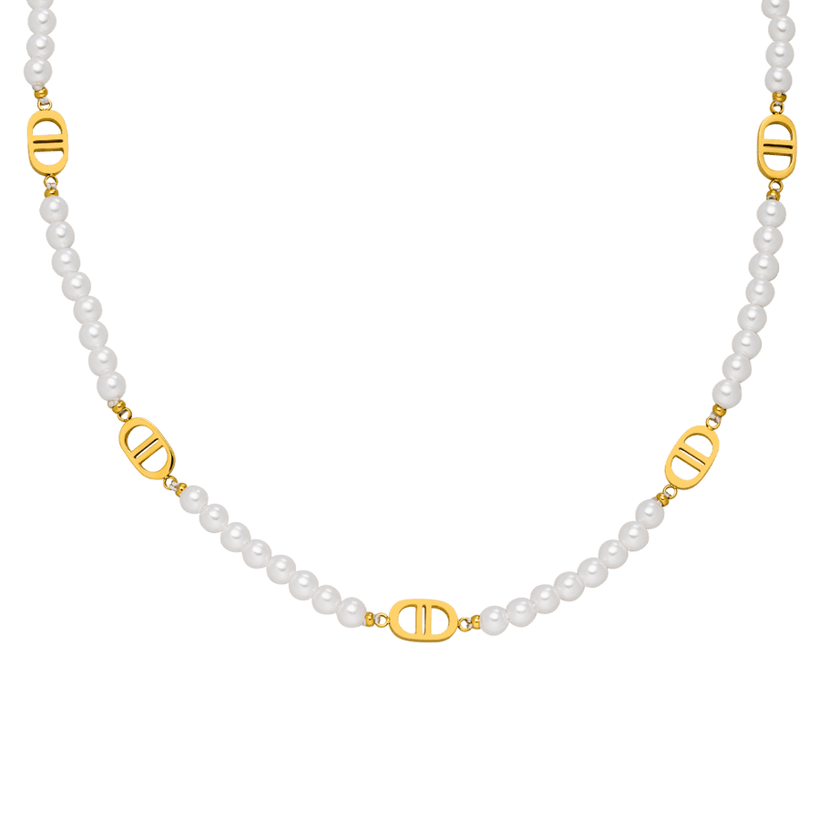 Perlenkette Gold wasserfest Edelstahl 18K vergoldet