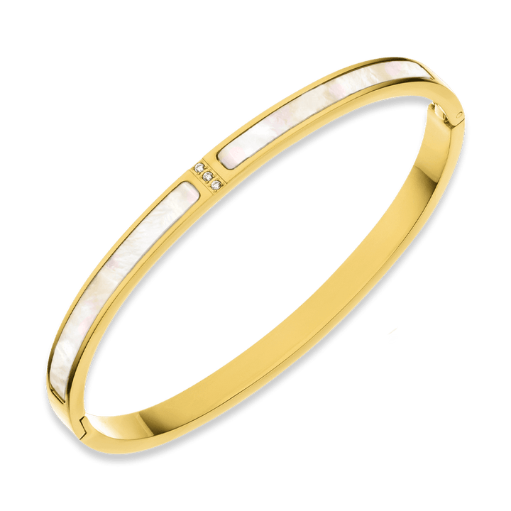 Armreif Perlmutt wasserfest Zirkonia Gold Damen