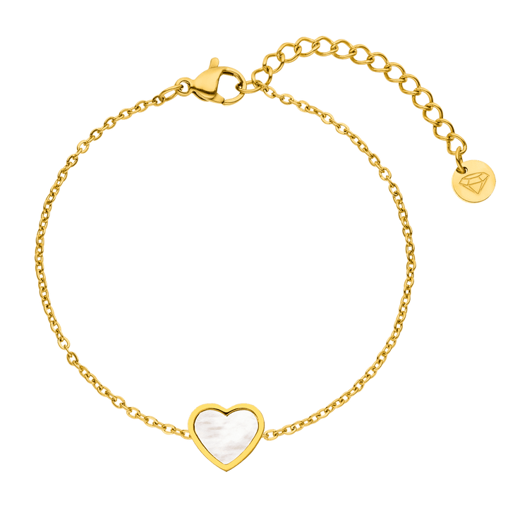 Perlmutt Herz Armband wasserfest vergoldet