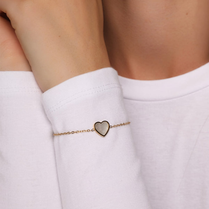 Perlmutt Herz Armband | 18K vergoldet