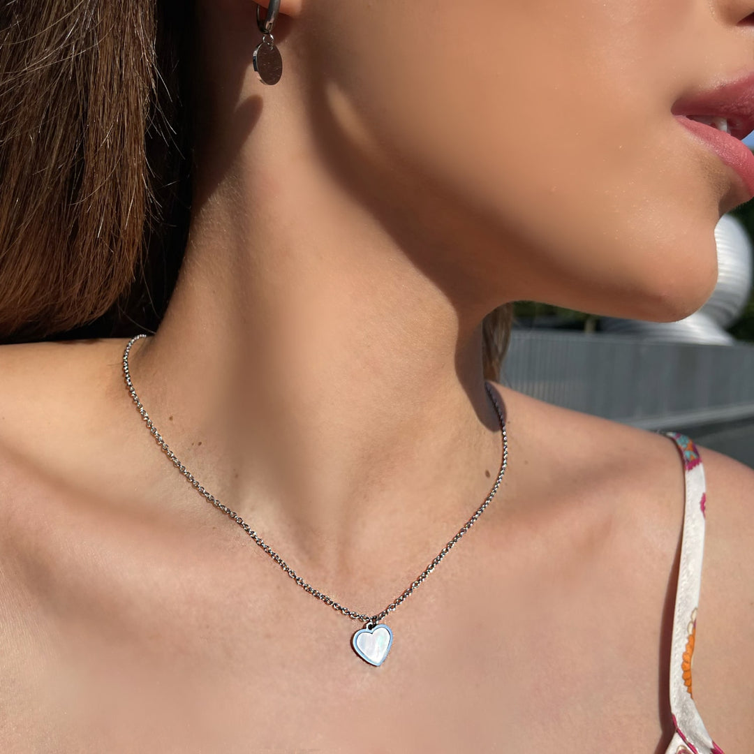 Perlmutt heart chain | 18k gold -plated