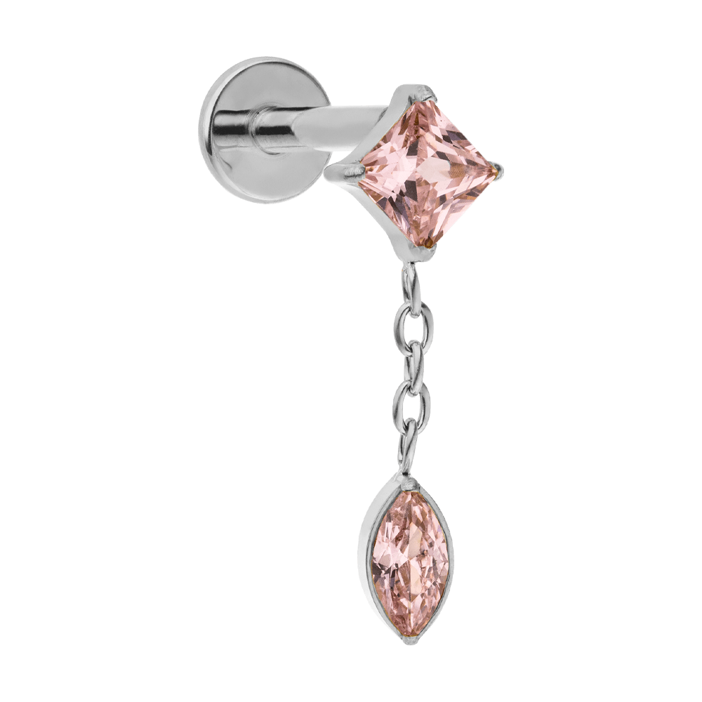 Piercing Titan Silber Rosa Steine hängend Anhänger