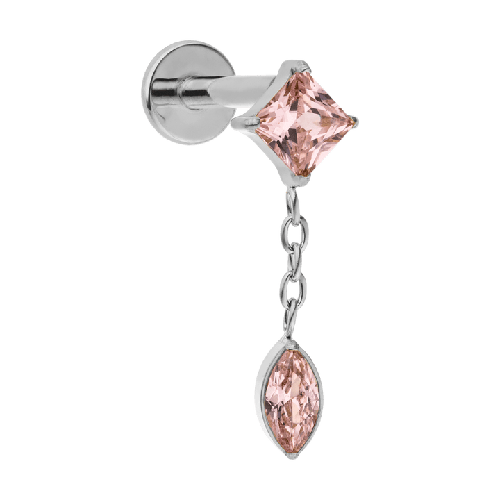 Piercing Titan Silber Rosa Steine hängend Anhänger