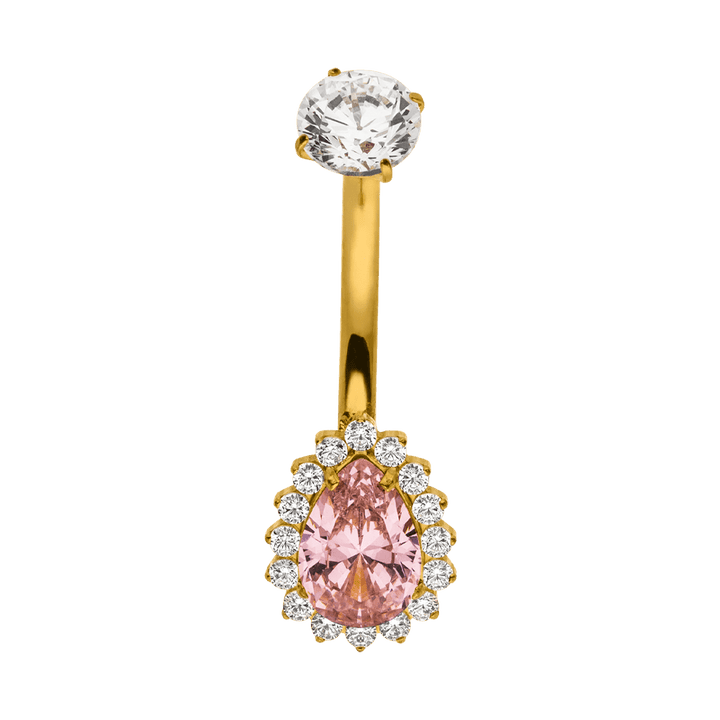 Steinchen rosa Bauchnabelpiercing Titan wasserfest vergoldet