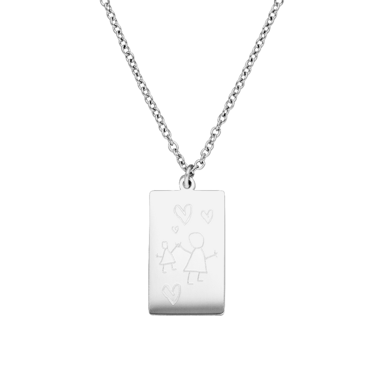 Gravur Kette mit Zeichnung Silber wasserfest