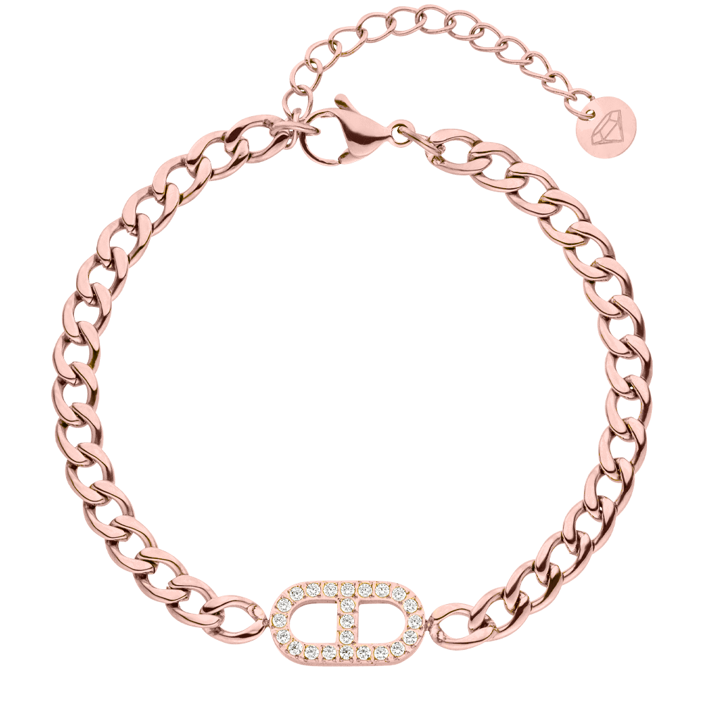 Gourmet Armband Roségold mit Zirkonia Edelstahl wasserfest