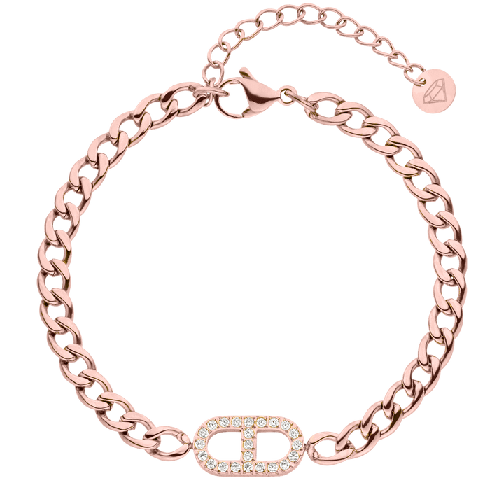 Gourmet Armband Roségold mit Zirkonia Edelstahl wasserfest