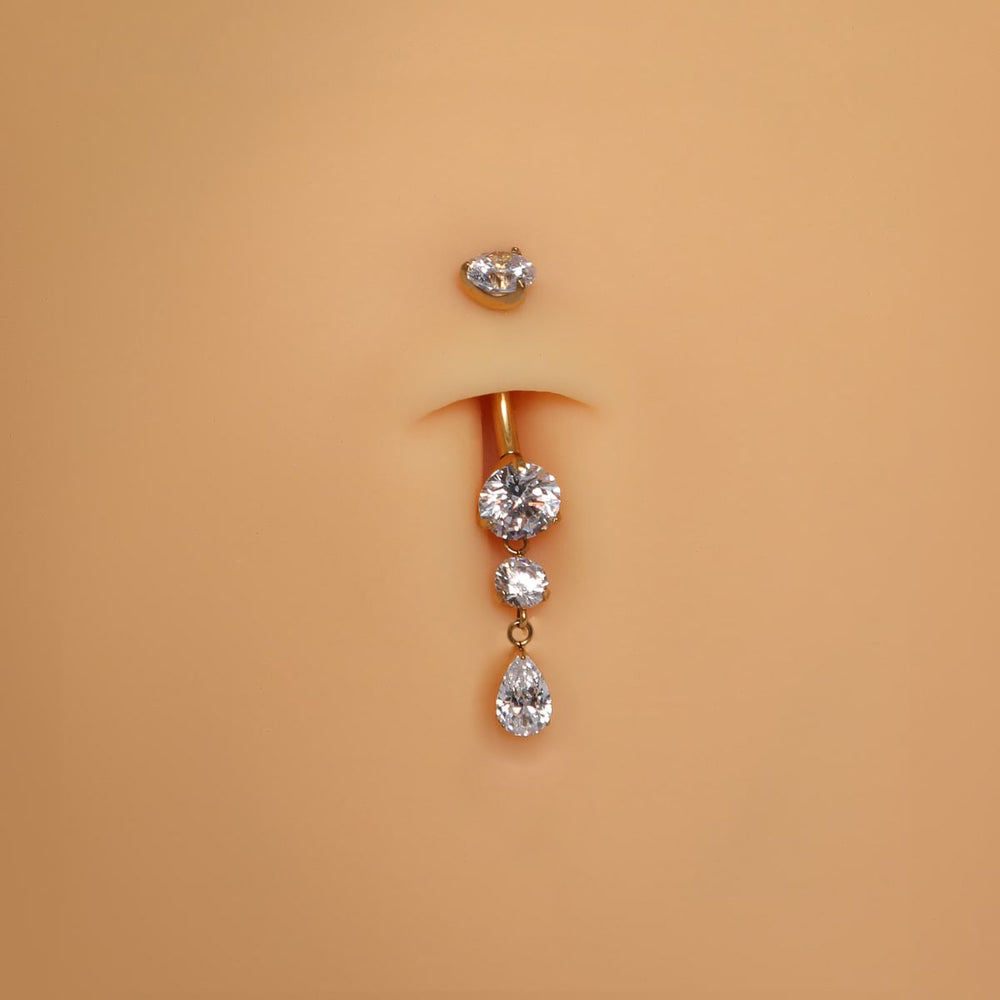 Titan Bauchnabelpiercing 18K vergoldet wasserfest Zirkonia Steine