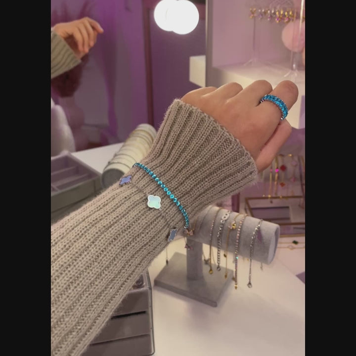 Tennis Armband wasserfest blaue Steine Glitzer