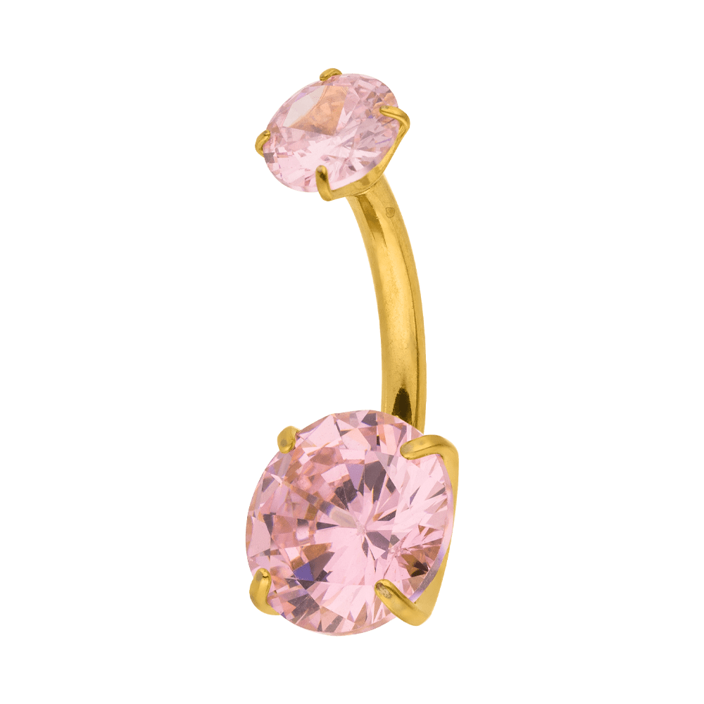 Bauchnabelpiercing Titan rosa Steinchen wasserfest vergoldet
