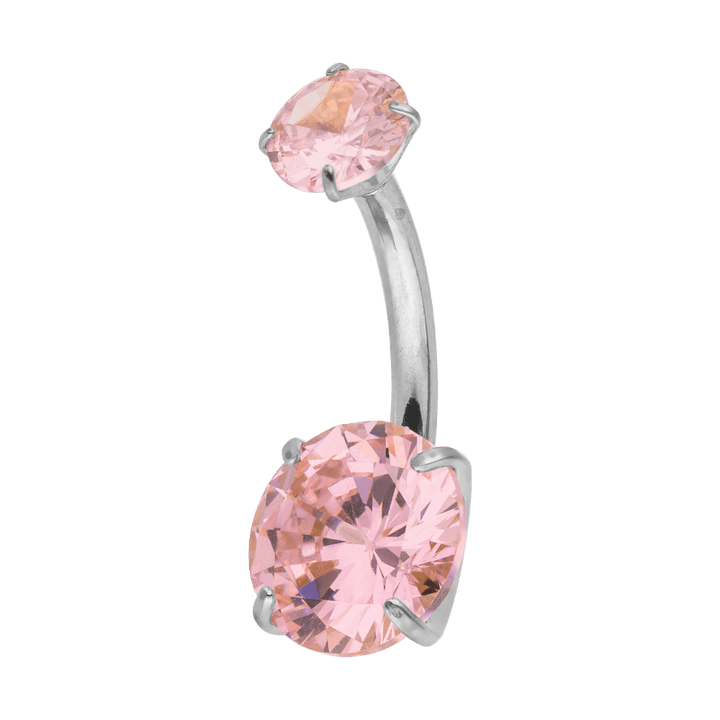 Bauchnabelpiercing Titan Silber wasserfest Rosa Steinchen