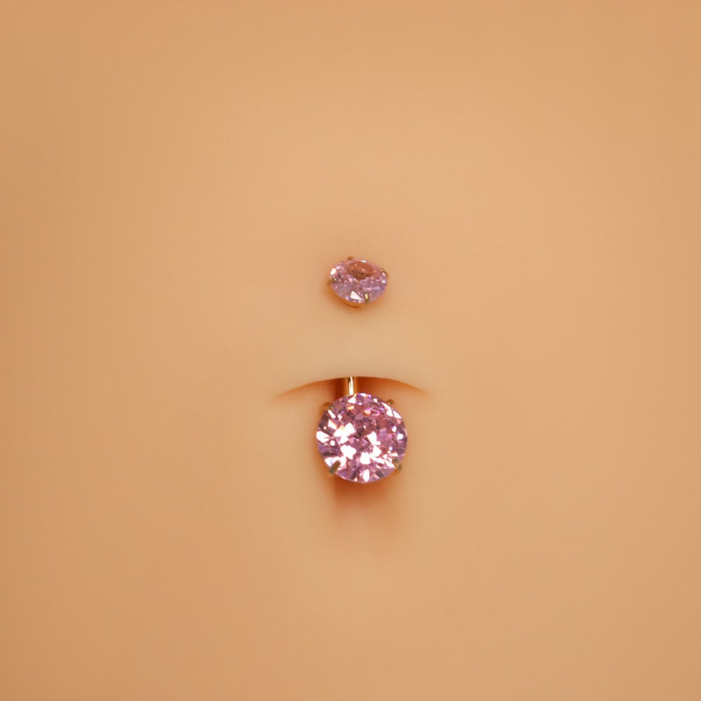 wasserfestes Nabelpiercing rosa Steinchen Bauchpiercing Titan