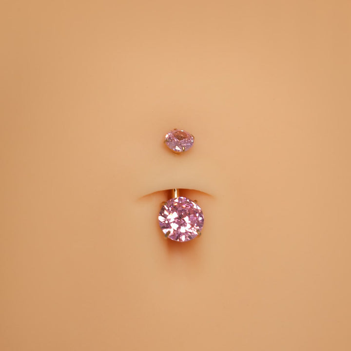wasserfestes Nabelpiercing rosa Steinchen Bauchpiercing Titan