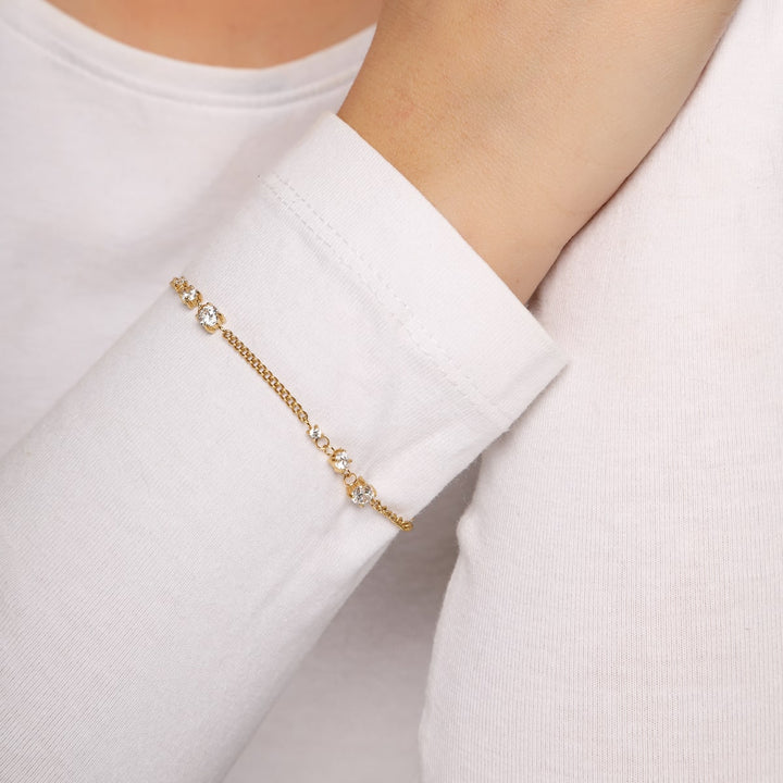 Zirkonia Steinchen Armband vergoldet nickelfrei wasserfest Edelstahl