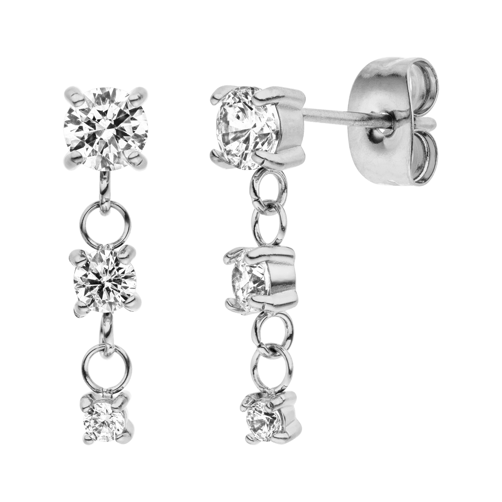 wasserfeste Ohrstecker in Silber Zirkonia Steinchen Edelstahl