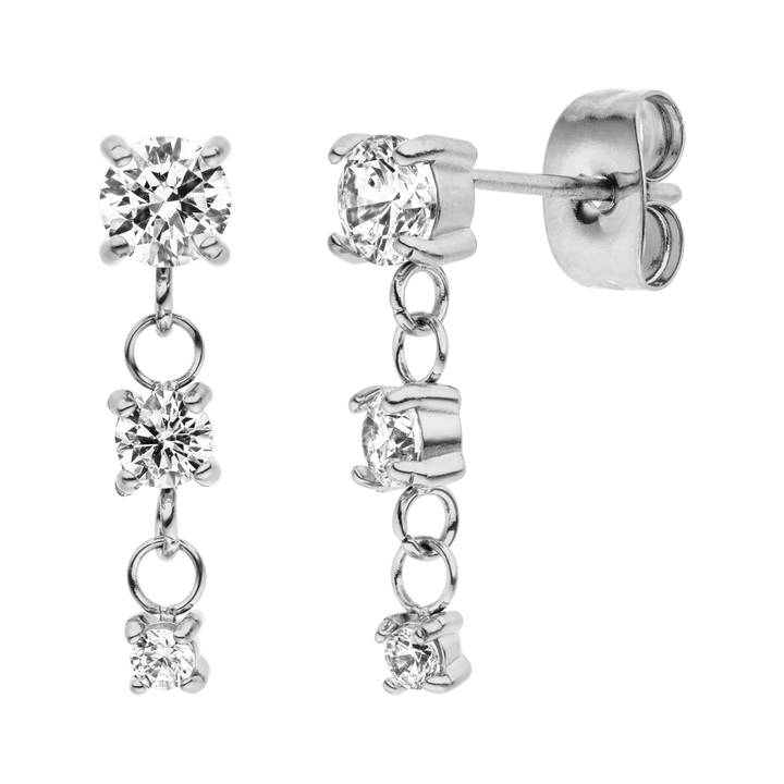 wasserfeste Ohrstecker in Silber Zirkonia Steinchen Edelstahl