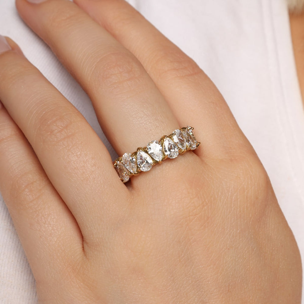 Glitzer Ring wasserfest Zirkonia Steine Edelstahl 18K vergoldet