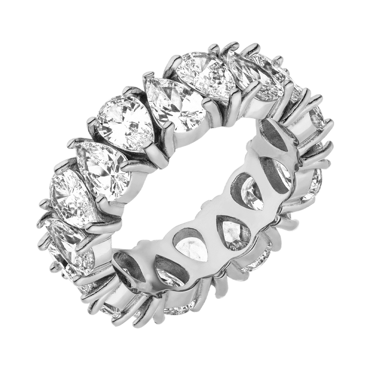 Silber Ring wasserfest Tropfen Steinchen Edelstahl Zirkonia
