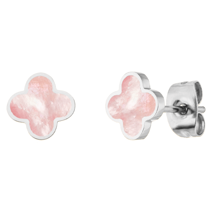Pinke Clover Ohrringe Chirurgenstahl 