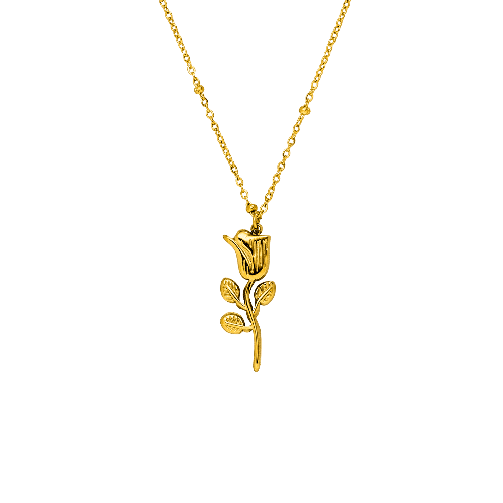 Rosen Kette Gold Edelstahl