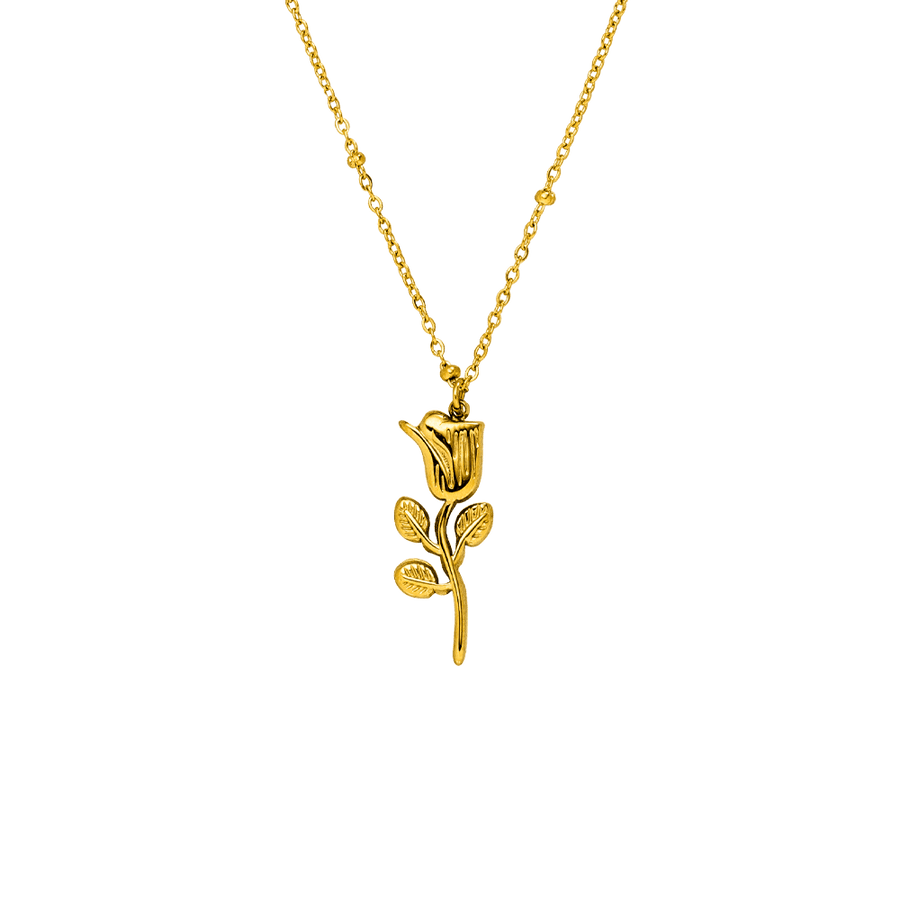 Rosen Kette Gold Edelstahl