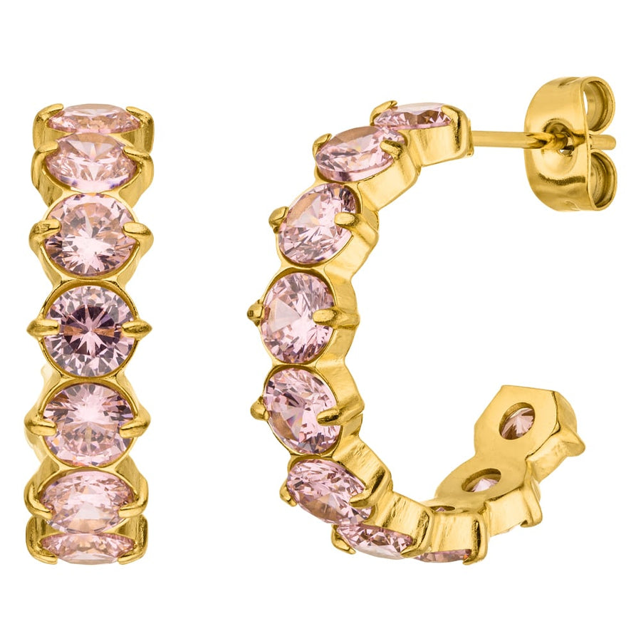 Kreolen mit Pinken Zirkonia-Steinen Gold wasserfest