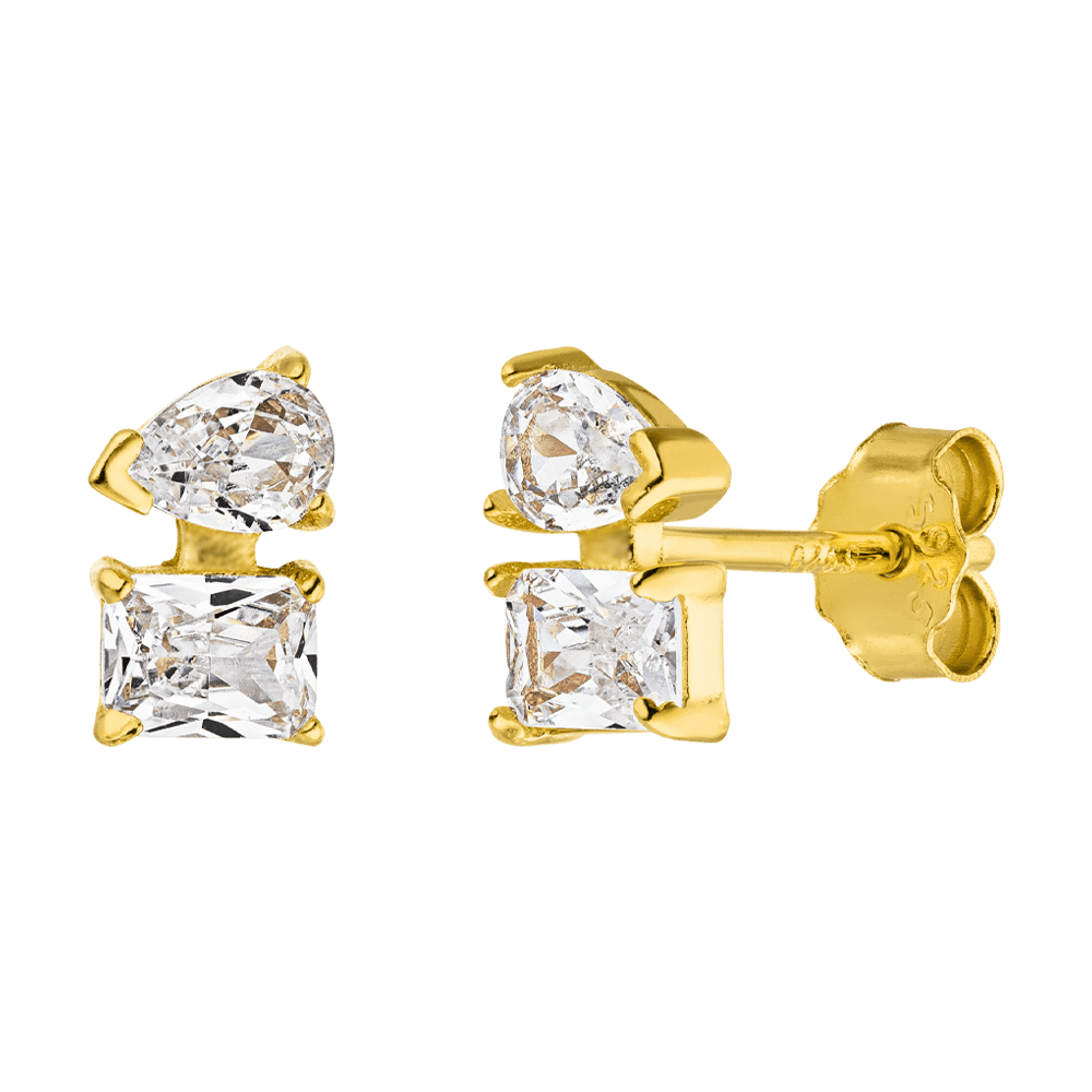 Echtsilber Ohrstecker Twin Kylie 18K vergoldet Glitzer