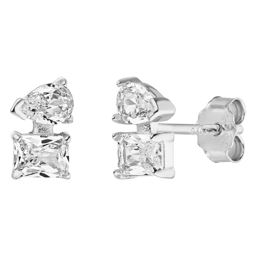 Echtsilber Ohrstecker Silber 925 Sterling rhodiniert Glitzer
