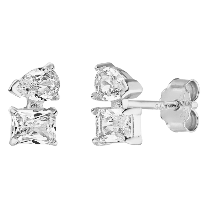 Echtsilber Ohrstecker Silber 925 Sterling rhodiniert Glitzer