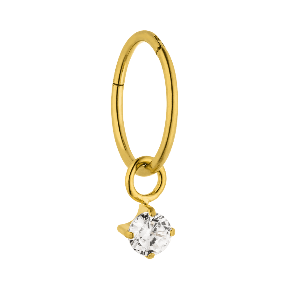 Rund Anhänger Zirkonia für Piercingring gold Charms