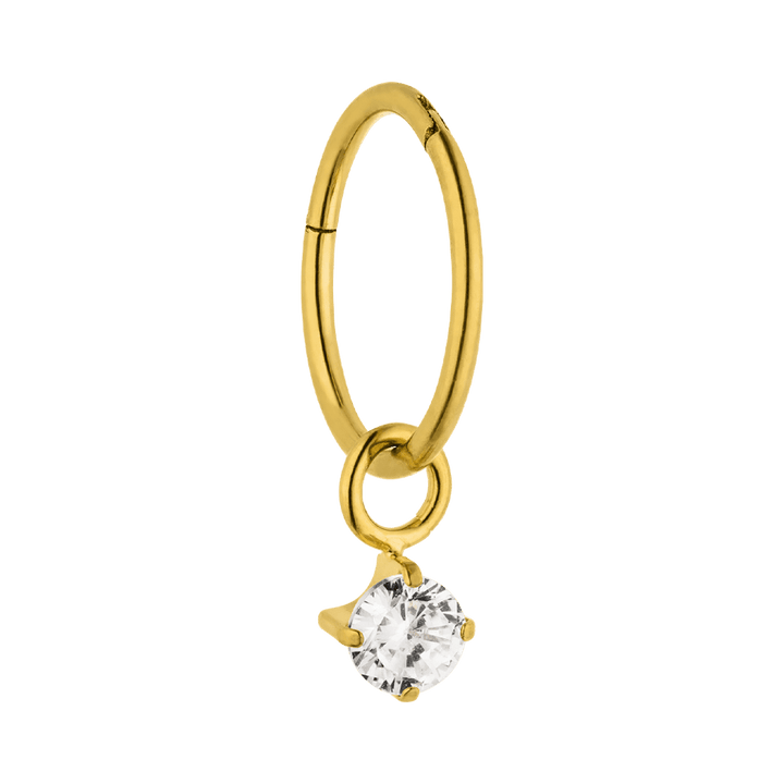 Rund Anhänger Zirkonia für Piercingring gold Charms