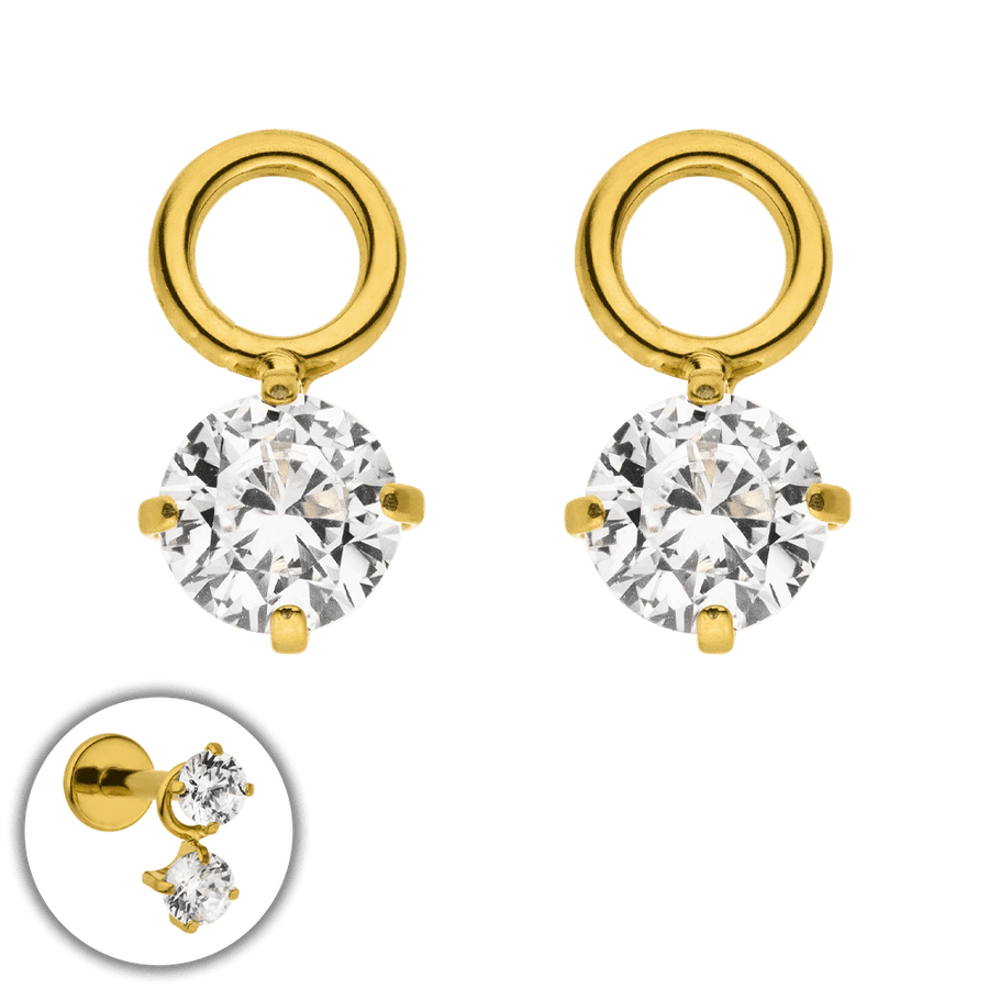 Anhänger Zirkonia für Piercings gold Charms wasserfest
