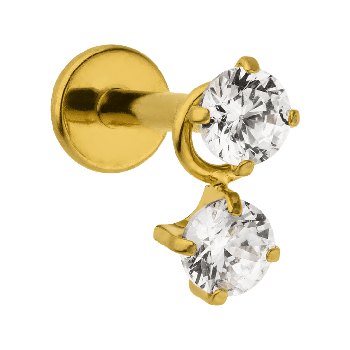 Charm für Labret Piercing Titan wasserfest 18K vergoldet