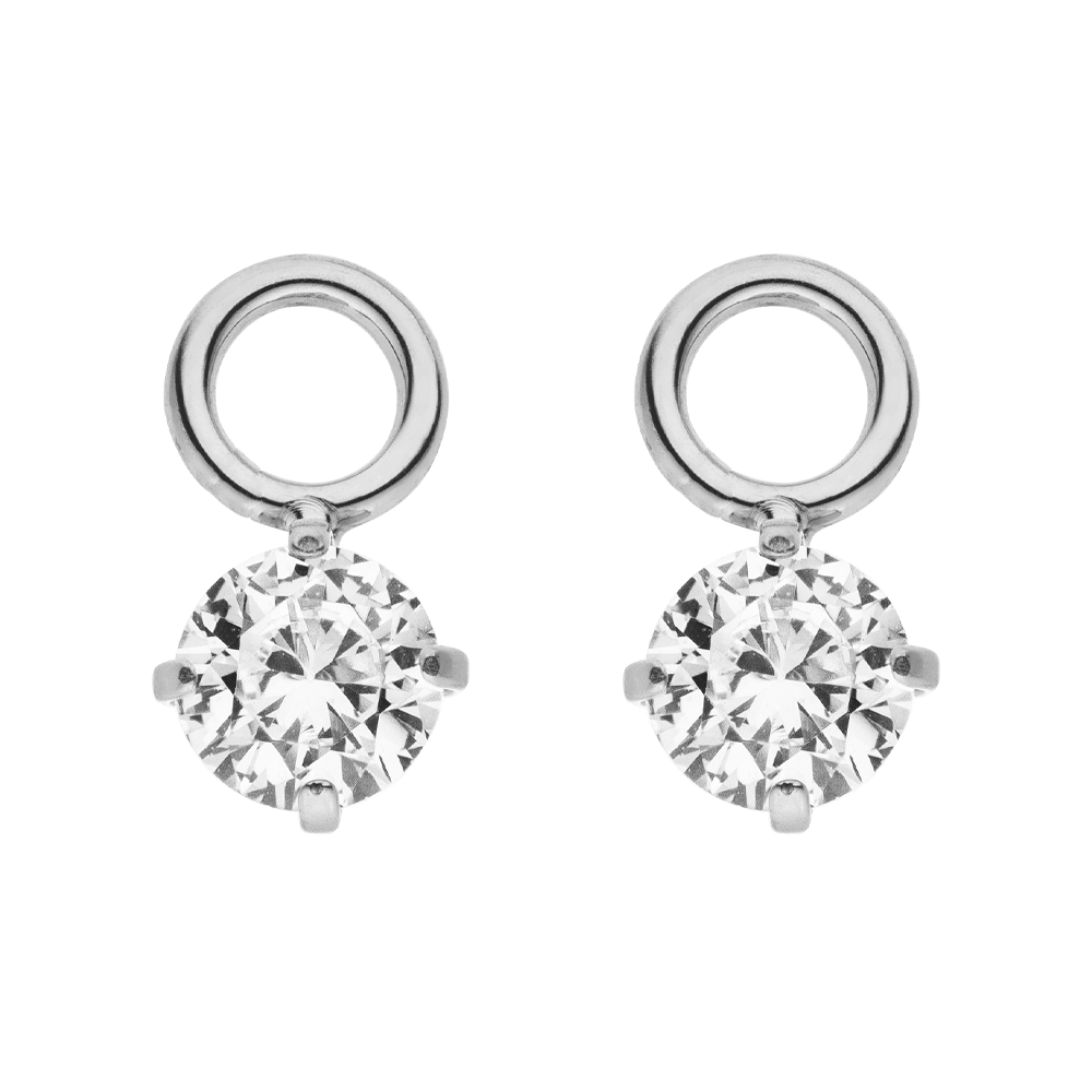 Rund Anhänger Charms Zirkonia für Piercing silber