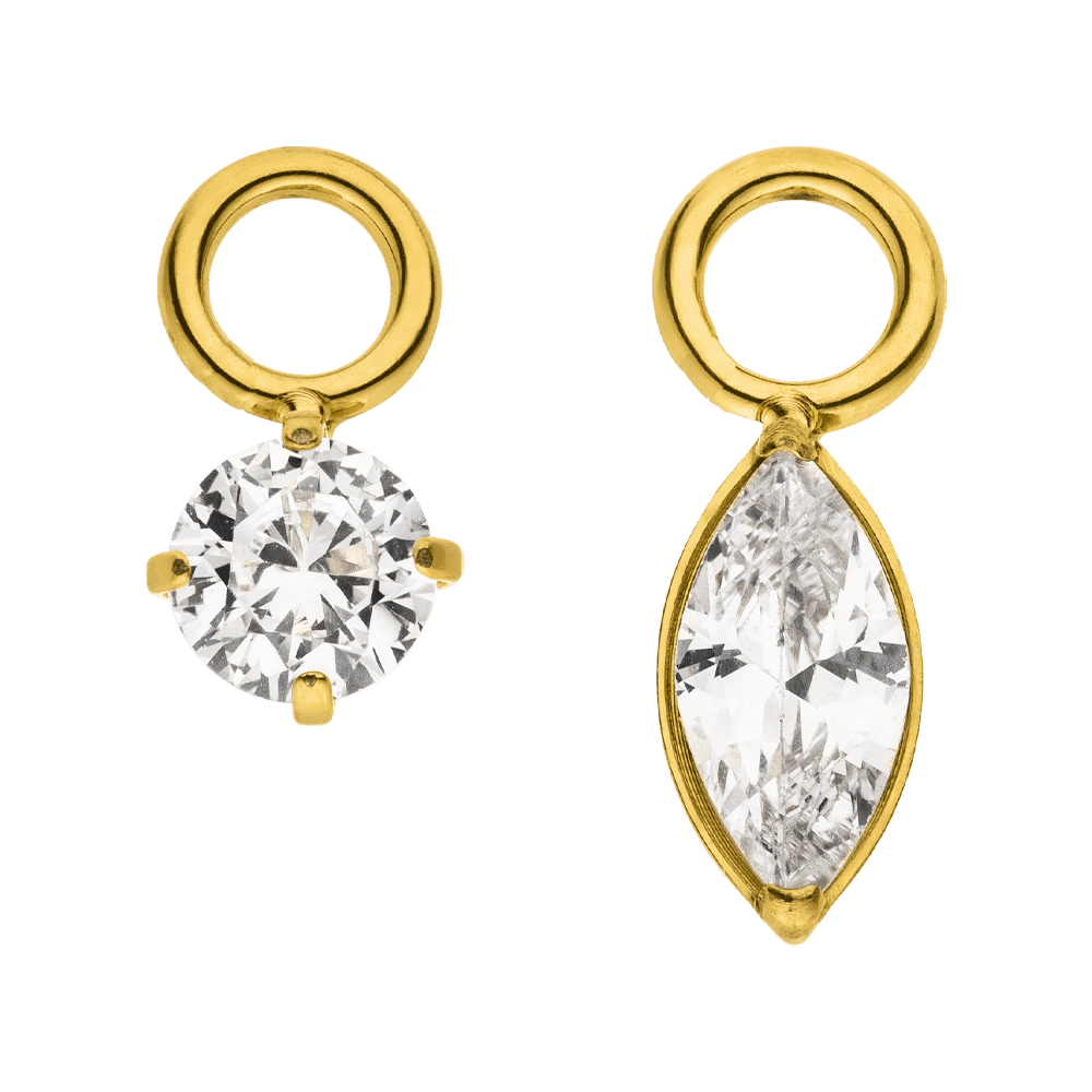 Rund Oval Anhänger Set für Piercings Charm gold