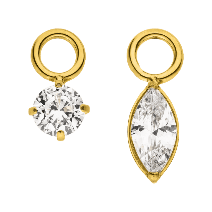Rund Oval Anhänger Set für Piercings Charm gold