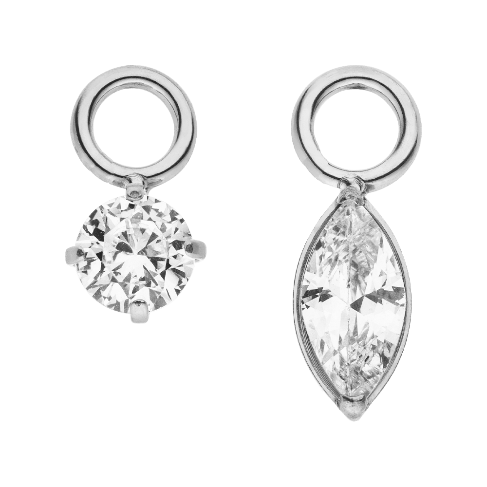 Rund Oval Anhänger Set für Piercings silber Charms