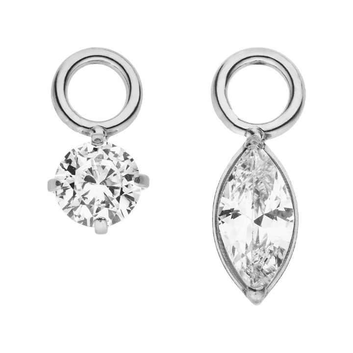 Rund Oval Anhänger Set für Piercings silber Charms