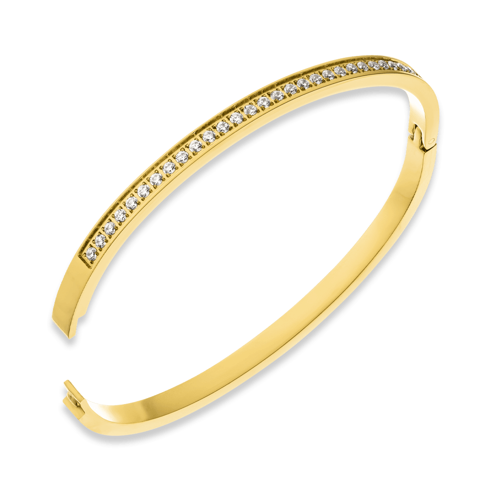 wasserfester Armreif 18K vergoldet Edelstahl Zirkonia Steinchen