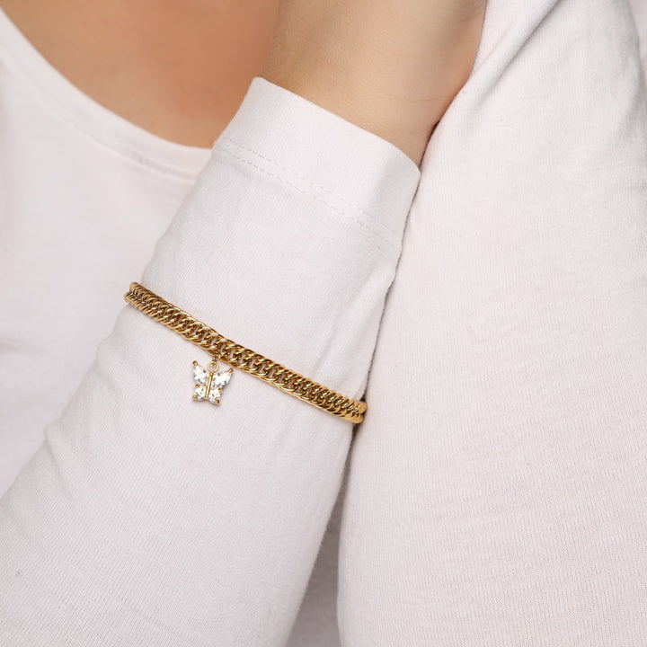 Schmetterling Armband mit Steinchen chunky chain wasserfest