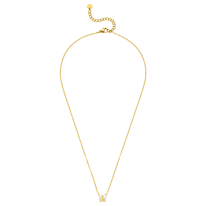 süße Kette mit Schmetterling Anhänger Gold wasserfest Zirkonia