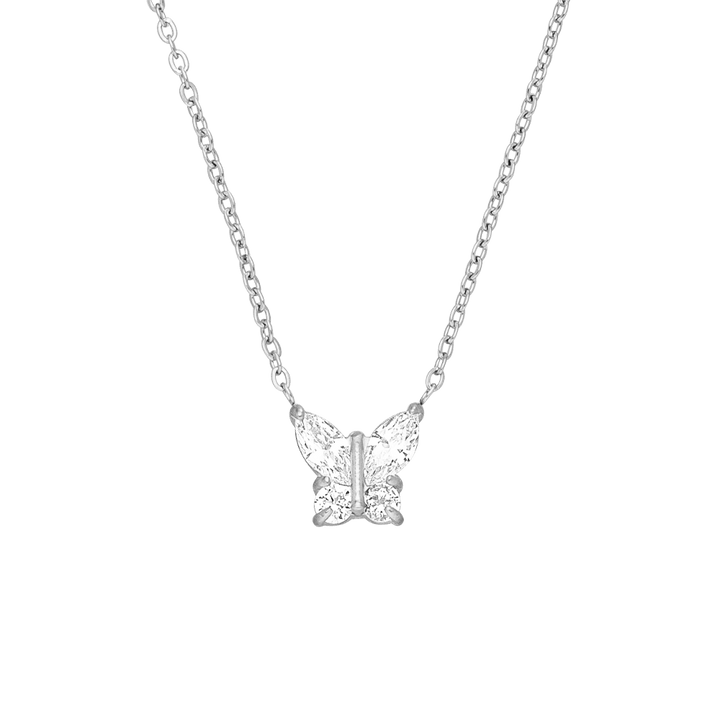 Halskette mit Schmetterling in Silber Steinchen wasserfest