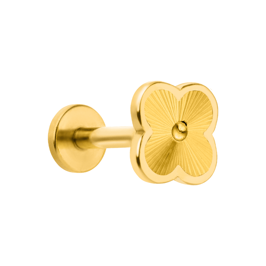 Clover Labret Piercing Kleeblatt Chirurgenstahl wasserfest vergoldet