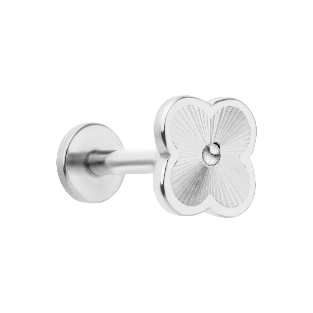  Clover Labret Piercing Kleeblatt Chirurgenstahl Silber wasserfest